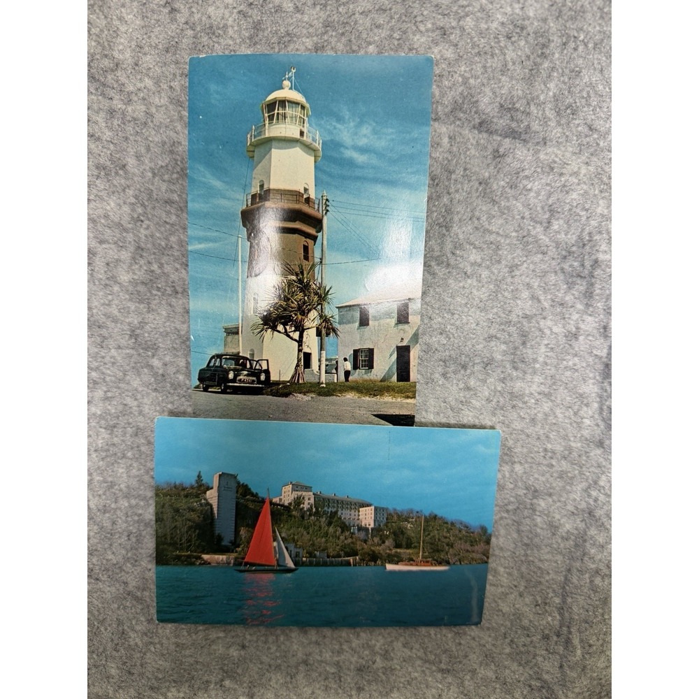 1960s Bermuda destination postcards, 1 blank, 1 filled, lot of 2
